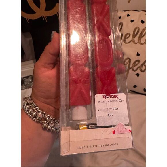 Rachel Zoe blameless led taper candles red XOXO set of 2 nwt - Picture 2 of 3